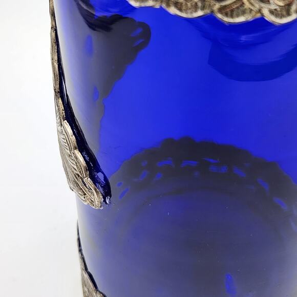 Cobalt Blue Pitcher with Silver Toned Filigree - Picture 12 of 15